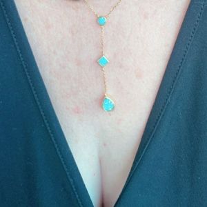 NWOT Blue opal and sterling 925 silver necklace